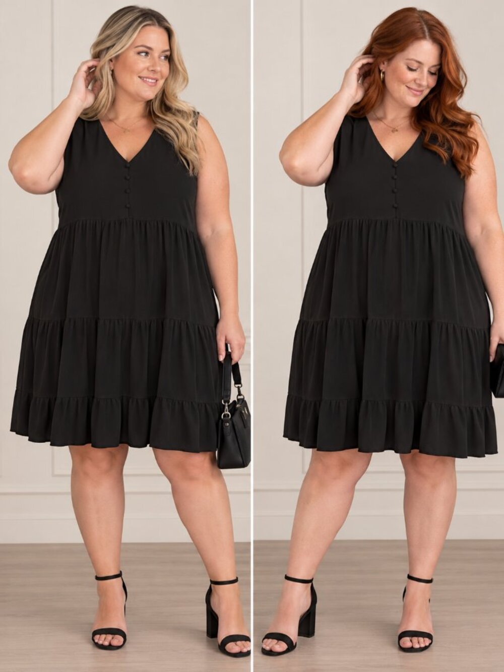 Reitmans Black Sleeveless Tiered Dress Size 18
